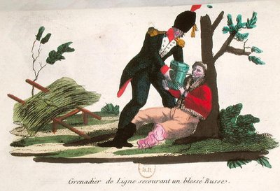 Liniengrenadier hilft einem verletzten russischen Soldaten von French School