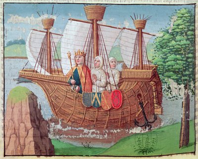 Ludwig VII. bricht mit einigen Zisterziensermönchen 1145 ins Heilige Land auf, Miniatur aus 