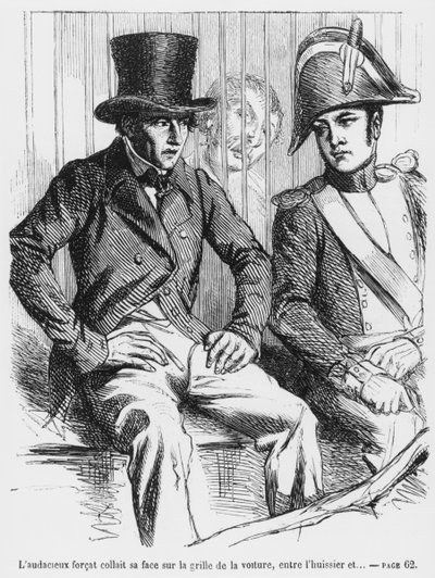 Lucien de Rubempré und Vautrin verhaftet, Illustration aus Splendeurs et Misères des Courtisanes von Honoré de Balzac, veröffentlicht 1867 von French School