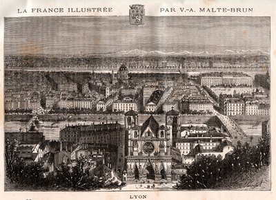 Lyon - Gravur in „La France illustrée: géographie, histoire, administration statistique“ von V.A. Malt-Brown. 1884 von French School