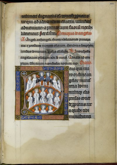 MS 300 f.199r, Fürbitte an die Engel, Folio aus dem Psalter-Stundenbuch von Isabelle von Frankreich, ca. 1265-70 von French School