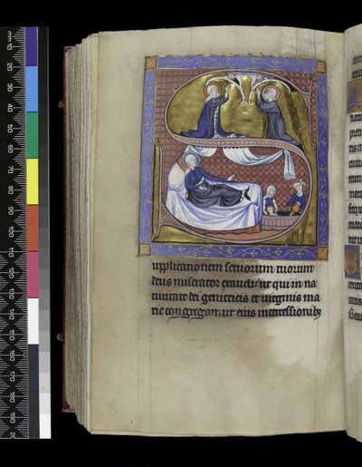 Gebete, Predigten und Lektionen für die Geburt der Jungfrau, aus dem Psalter und Stundenbuch der Isabella von Frankreich, Paris, um 1265-70 von French School