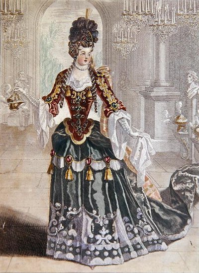 Mademoiselle Desmatins in der Rolle der Psyche in Lullys Oper, ca. 1703 von French School