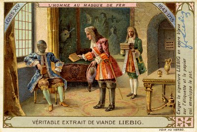 Der Mann mit der eisernen Maske, Herrschaft von Ludwig XIV., Liebig-Karte von French School