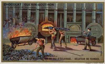 Gasherstellung für Beleuchtung. Entfernen von Koks aus den Retorten von French School