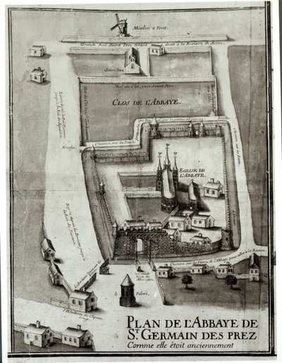 Karte der Abtei Saint-Germain-des-Prés, 1713 von French School