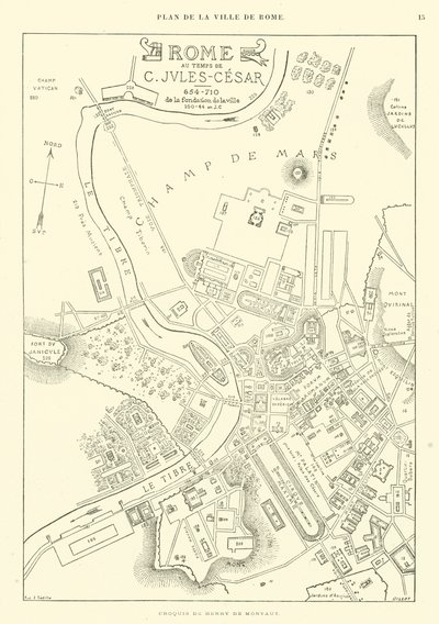 Karte der Stadt Rom zur Zeit von Julius Caesar von French School