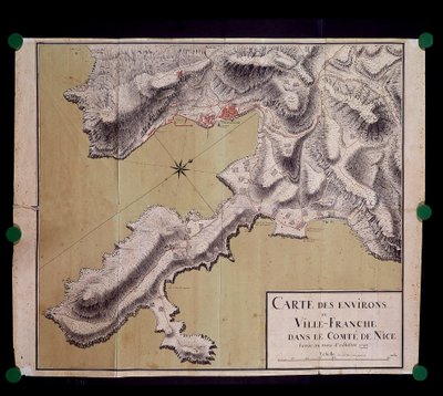 Karte der Umgebung von Villefranche im Grafen von Nizza, aufgenommen im Oktober 1748 von French School
