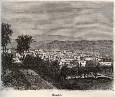 Marvejols - Lozère - Languedoc-Roussillon - Gravur in „La France illustrée: Geographie, Geschichte, statistische Verwaltung“ von V.-A. Malt-Brown. 1884 von French School