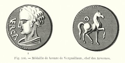 Bronzemedaille von Vergasillaun, Häuptling der Arverner von French School
