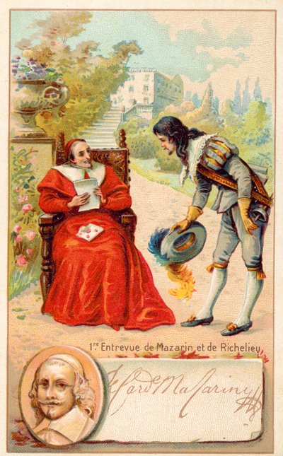 Treffen von Kardinal Richelieu und Jules Mazarin von French School