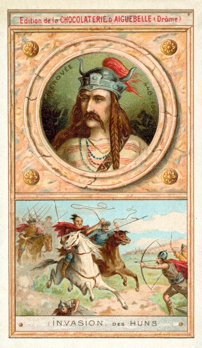 Merowech, König der salischen Franken, und die Invasion der Hunnen, 451 von French School