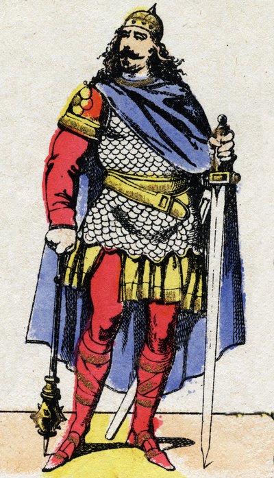 Merowingische Dynastie: Porträt von Karl Martell (ca. 688-741) Bürgermeister des Palastes von 737 bis 741. Epinal-Bildgebung aus dem späten 19. Jahrhundert. Private Sammlung. von French School