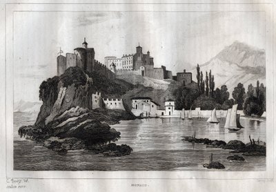 Monaco - Gravur aus „Italien pittoresk“ - Historische und beschreibende Darstellung von Italien von M. de Norvins, Ch. Nodier 1834-1836 von French School