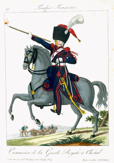Berittener Kanonier der Königlichen Garde, aus Troupes Francaises, veröffentlicht bei Basset, Paris, um 1790 von French School