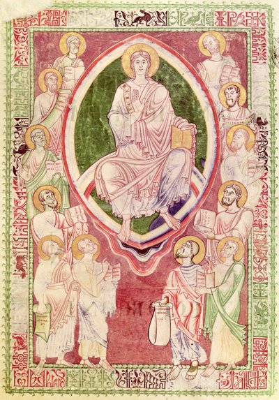 Ms 132 fol.2r Christus mit den zwölf kleinen Propheten, aus Explanatio in Prophetas et Ecclesiasten von St. Jerome, aus der Abtei Citeaux von French School