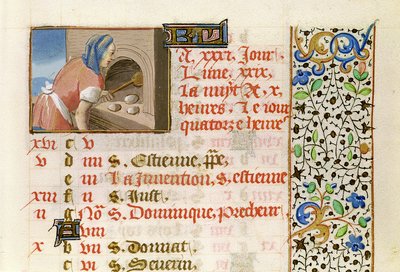 Ms 134 August: Brotbacken, aus einem Stundenbuch von French School