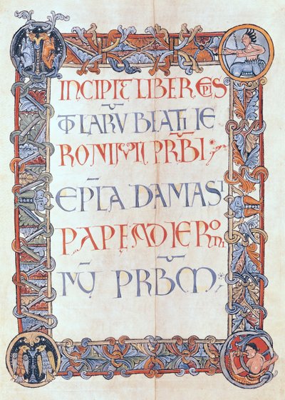 Ms 154 fol.3 Textseite mit einem blumigen Rand, aus den Briefen des Hl. Hieronymus von French School
