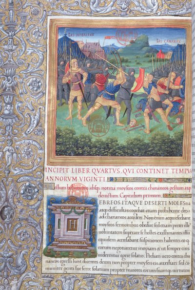 Ms. 1581 f. 071 Illustration aus Buch IV (Von der Ablehnung jener Generation bis zum Tod des Mose), Kapitel 1 der Antiquitates Judaicae von Flavius Josephus von French School