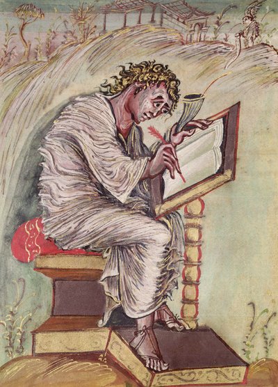 Ms 1 fol.18v St. Matthäus, aus den Ebbo-Evangelien, ca. 816-835 von French School