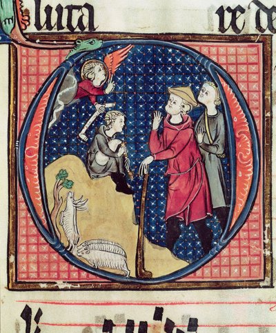 Verkündigung an die Hirten, aus einem Antiphonar, 1257 von French School