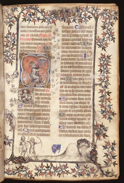 Ms 306 f.27r König David sitzt und schlägt ein Geläut von fünf Glocken, aus einem Brevier, Gebrauch von Paris, 1400 von French School