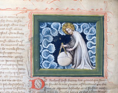 Gott erschafft die Welt, Miniatur aus der Bible des Grands Augustins, 1494 von French School