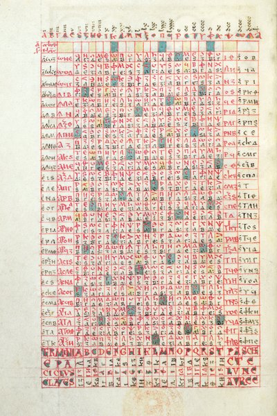 Ms 364 Ein ewiger Kalender, aus dem Brevier von Mont-Cassin, spätes 11. oder frühes 12. Jahrhundert von French School