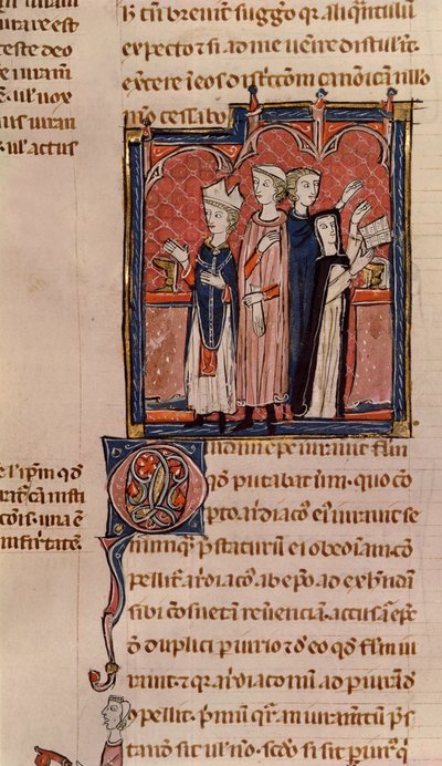 Ms 372 fol.59v Eine Nonne legt ihr Gelübde ab und eine Messe wird von einem Bischof gehalten, aus Decrets de Gratien von French School