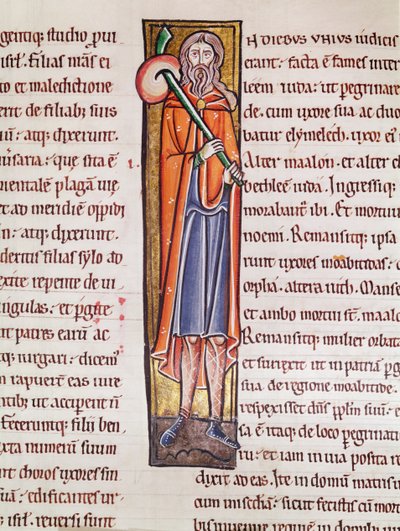 Historiierte Initiale I, die Elimelech auf einer Reise darstellt, aus der Bibel de Saint-Sulpice de Bourges von French School