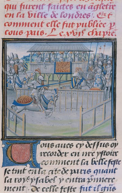 Ms 5190 f.88 Ein Turnier in London: Lanzenstechen, aus Froissarts Chroniken von French School