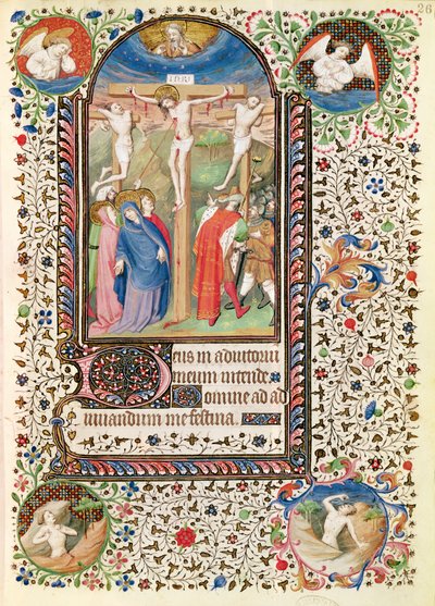 Ms 547 fol.26 Kreuzigung, aus einem Stundenbuch einer Frau aus Poitiers von French School