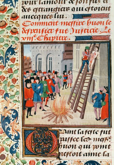 Hinrichtung von Hugh Despenser, aus Froissarts Chronik von French School