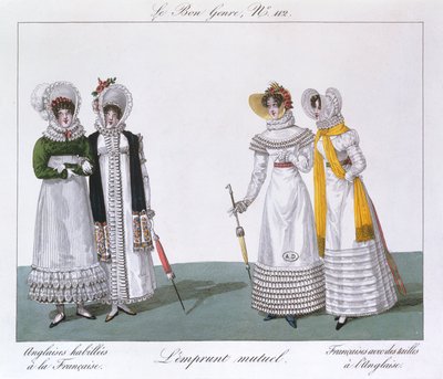 Gegenseitiges Ausleihen, Tafel aus der Serie Le Bon Genre, ca. 1810 von French School