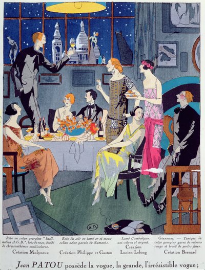 Silvester, Modeplatte aus Art, Gout, Beaute, veröffentlicht in Paris, Dezember 1923 (Pochoir-Druck) von French School