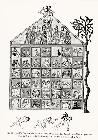 Noahs Arche, Miniatur aus einem Kommentar zur Apokalypse, Illustration aus Wissenschaft und Literatur im Mittelalter und der Renaissance, geschrieben und graviert von Paul Lacroix, 1878 von French School