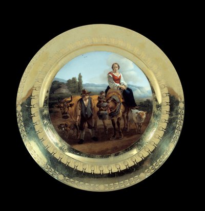 Objekte des Ersten Kaiserreichs: Teller des Dienstes von Prinz Eugen: Schäferin in einer Landschaft bei Siena von French School