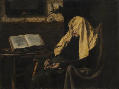 Schlafende alte Frau, Mitte des 19. Jahrhunderts von French School