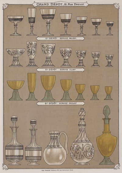 Seite aus dem Katalog des Grand Depot de Porcelaines, Faiences et Verreries von French School