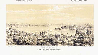 Panorama von Konstantinopel, mit zwei Ansichten von Buyukdere von French School