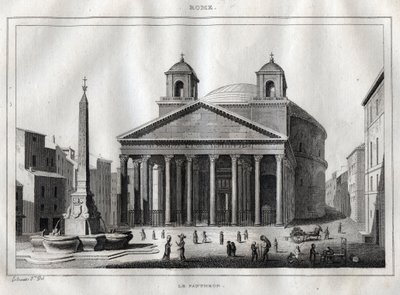 Pantheon - Rom - Roma - Gravur aus „Italien Bilderbuch“ - Historische und beschreibende Malerei von Italien“ von M. de Norvins, Ch. Nodier 1834-1836 von French School