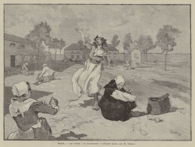 Paris, Die Verrückten in der Salpêtrière (Gravur) von French School