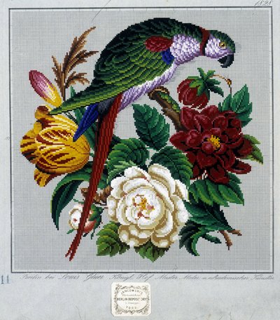 Muster für Kreuzstichstickerei (Papagei) - im „Journal des Demoiselles“ 1852 von French School
