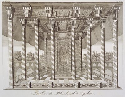 Pavillon im Königspalast von Isfahan, aus Voyages du Chevalier Chardin en Perse, et autres Lieux de l