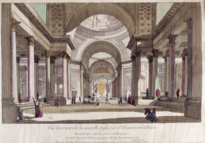 Perspektivische Ansicht des Inneren der Kirche Sainte Geneviève in Paris - Optische Ansicht von French School