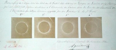 Fotografien einer Sonnenfinsternis, aufgenommen im Observatorium in Madrid von French School