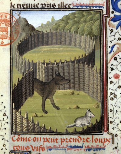 Wolf Falle - in „Jagd Buch von Gaston Phoebus, Graf von Foix, Herr von Béarn“ von French School