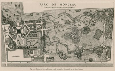 Plan des Parc de Monceau (1718), ausgeführt von Carmontelle für den Herzog von Orleans von French School