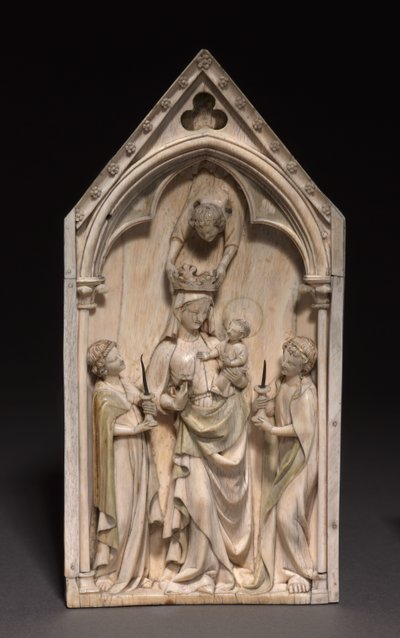 Plakette: Die Jungfrau und das Kind mit Engeln, Paris, ca. 1320-1330 von French School