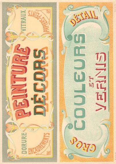 Tafel 22: Beschilderungsmodelle für Jugendstil-Schildermaler (Malerei Dekore, Farben und Lack) von French School